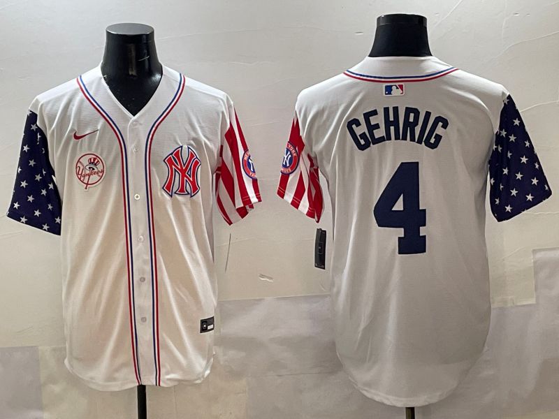 Men New York Yankees #4 Gehrig White a generation of national flags Jointly Name 2025 Nike MLB Jersey style 10